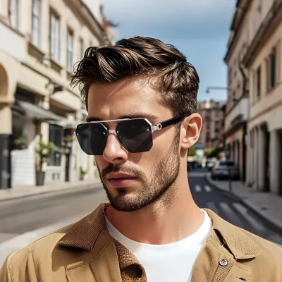 UV PROTECTION ADVANCED HALF-FRAME SQUARE FRAME SUNGLASSES GB-2307
